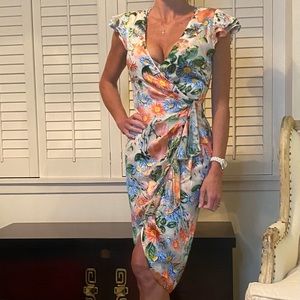 Alice + Olive silk floral wrap dress
